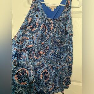 Dress Barn - Red, White and Blue Paisley Tiered Ruffled Tank - 2X